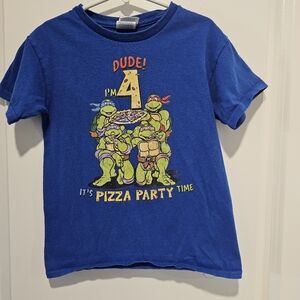 sz S Teenage Mutant Ninja Turtles‎ Blue DUDE I'M 4 ITS PIZZA PARTY TIME Tshirt